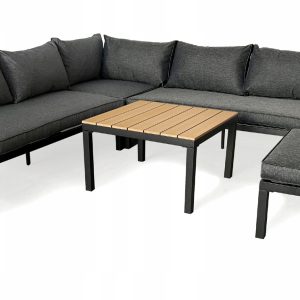 ZESTAW MEBLE OGRODOWE NAROŻNIK 6OSÓB SOFA STOLIK + FOTEL